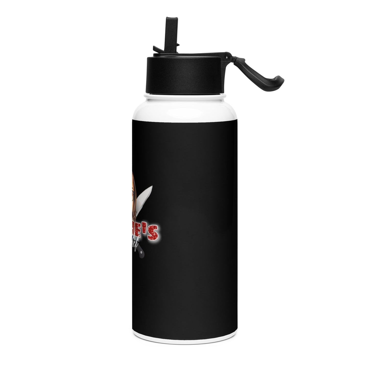 Chef Stef Stainless Steel Water Bottle with a straw lid