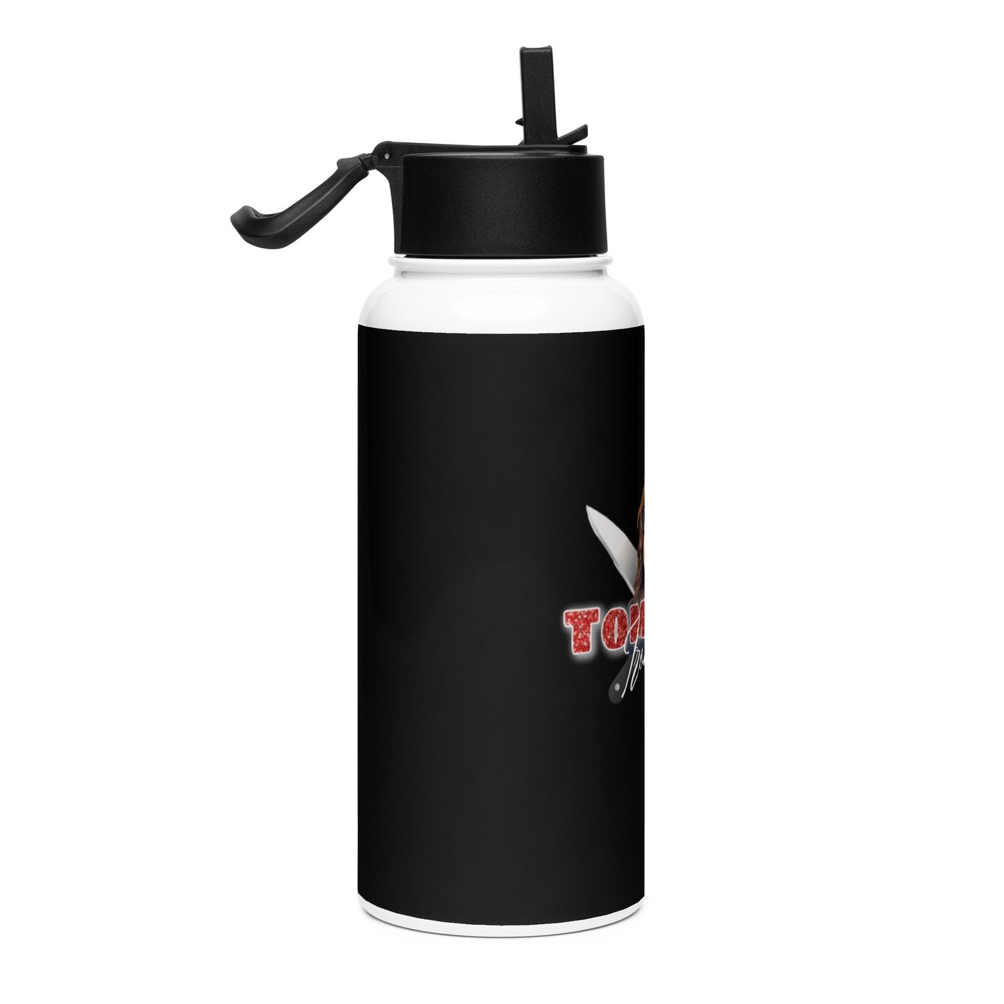 Chef Stef Stainless Steel Water Bottle with a straw lid